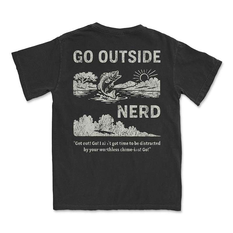 GO OUTSIDE NATURE NERD VINTAGE CRACKED TEE - BLACK