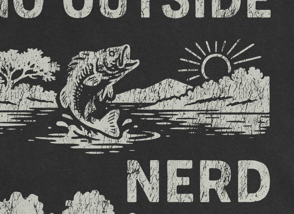 GO OUTSIDE NATURE NERD VINTAGE CRACKED TEE - BLACK